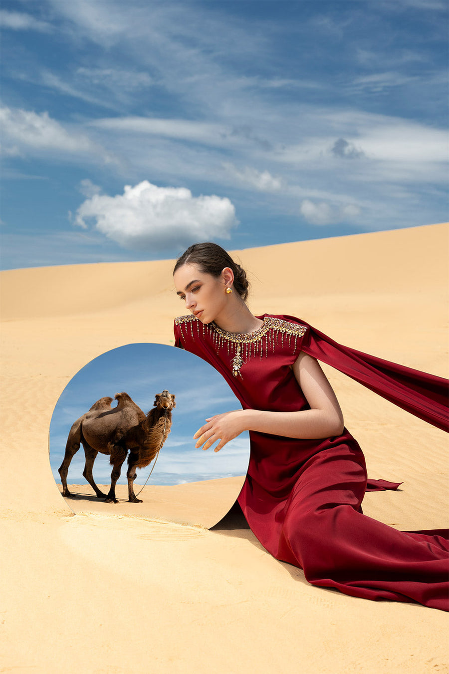 Rosalia Cape Straight Silk Maxi Dress Gown Dress CHANCOS