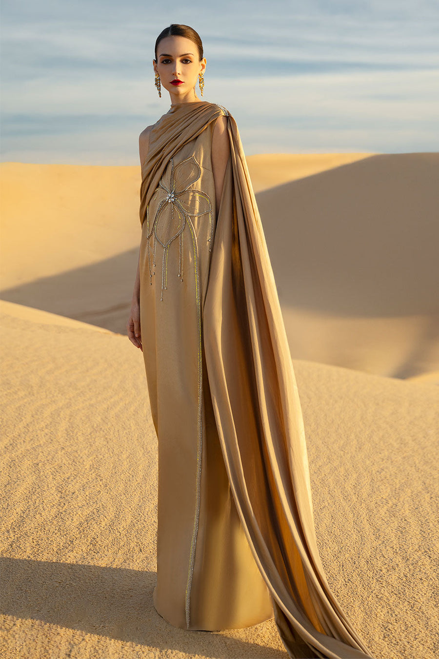 Evangeline Shift Sleeveless Taffeta Silk Maxi Dress Gown Dress CHANCOS