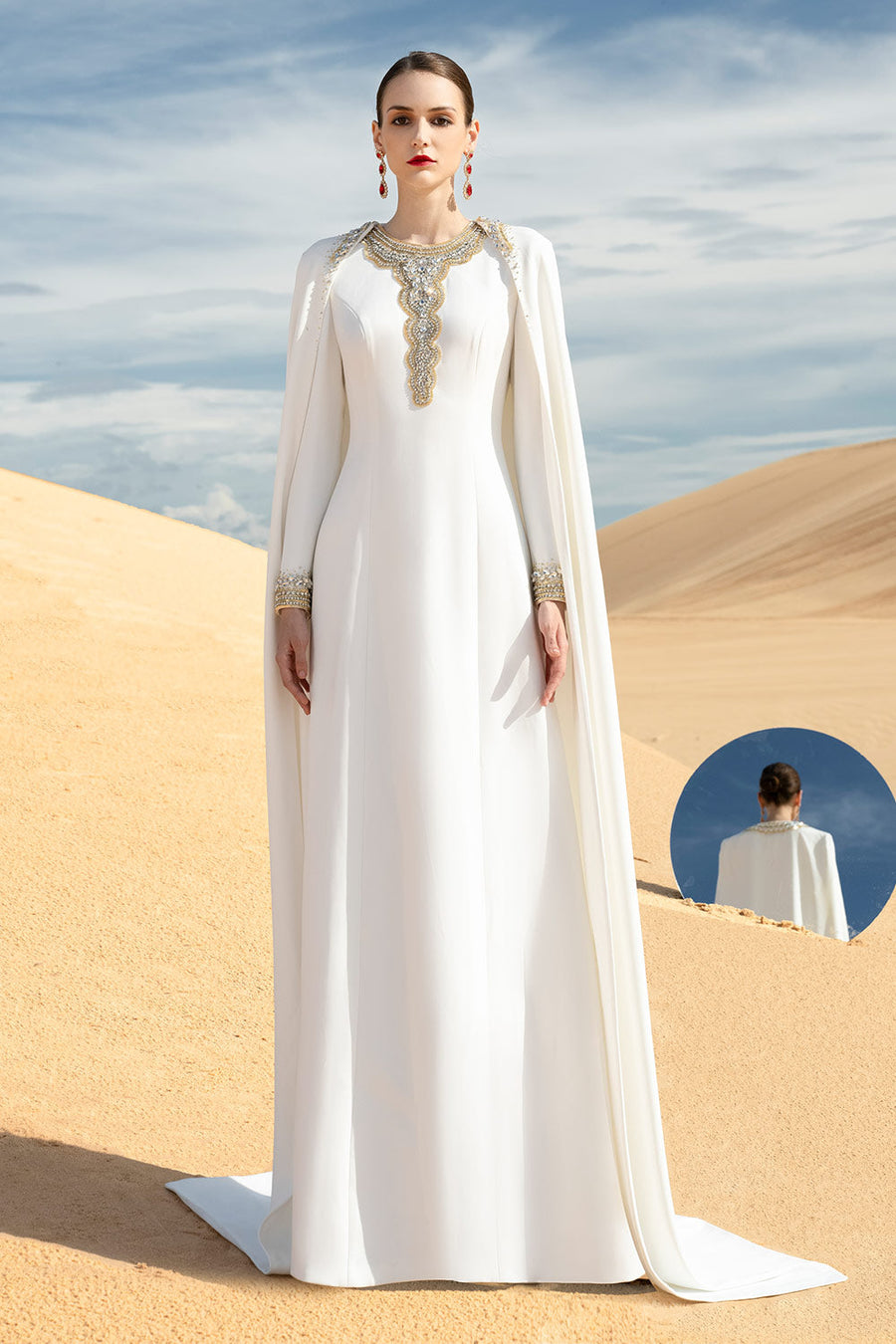 Reverie A-line Long Sleeved Velvet Satin Maxi Set Set CHANCOS