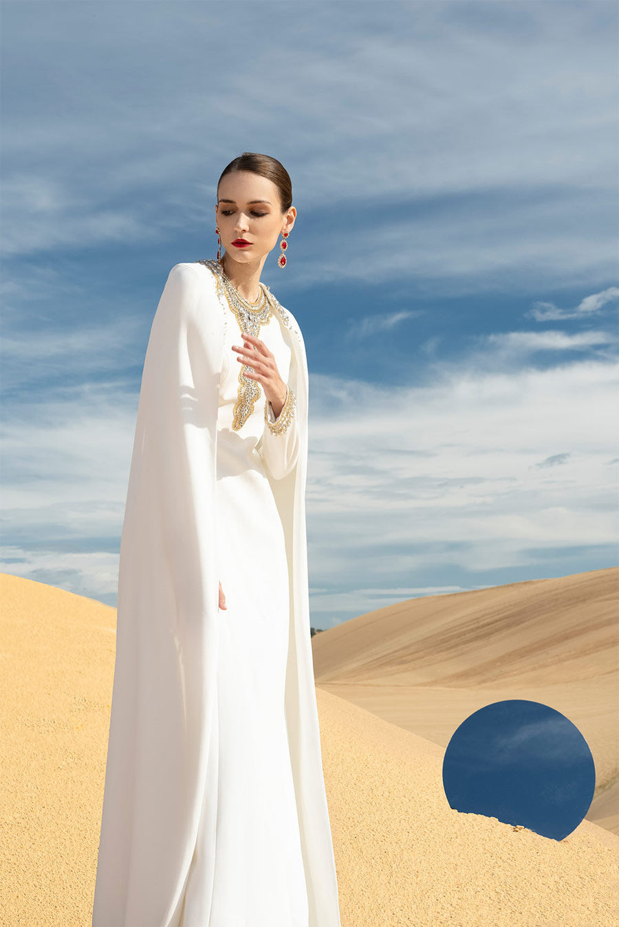 Reverie A-line Long Sleeved Velvet Satin Maxi Set Set CHANCOS