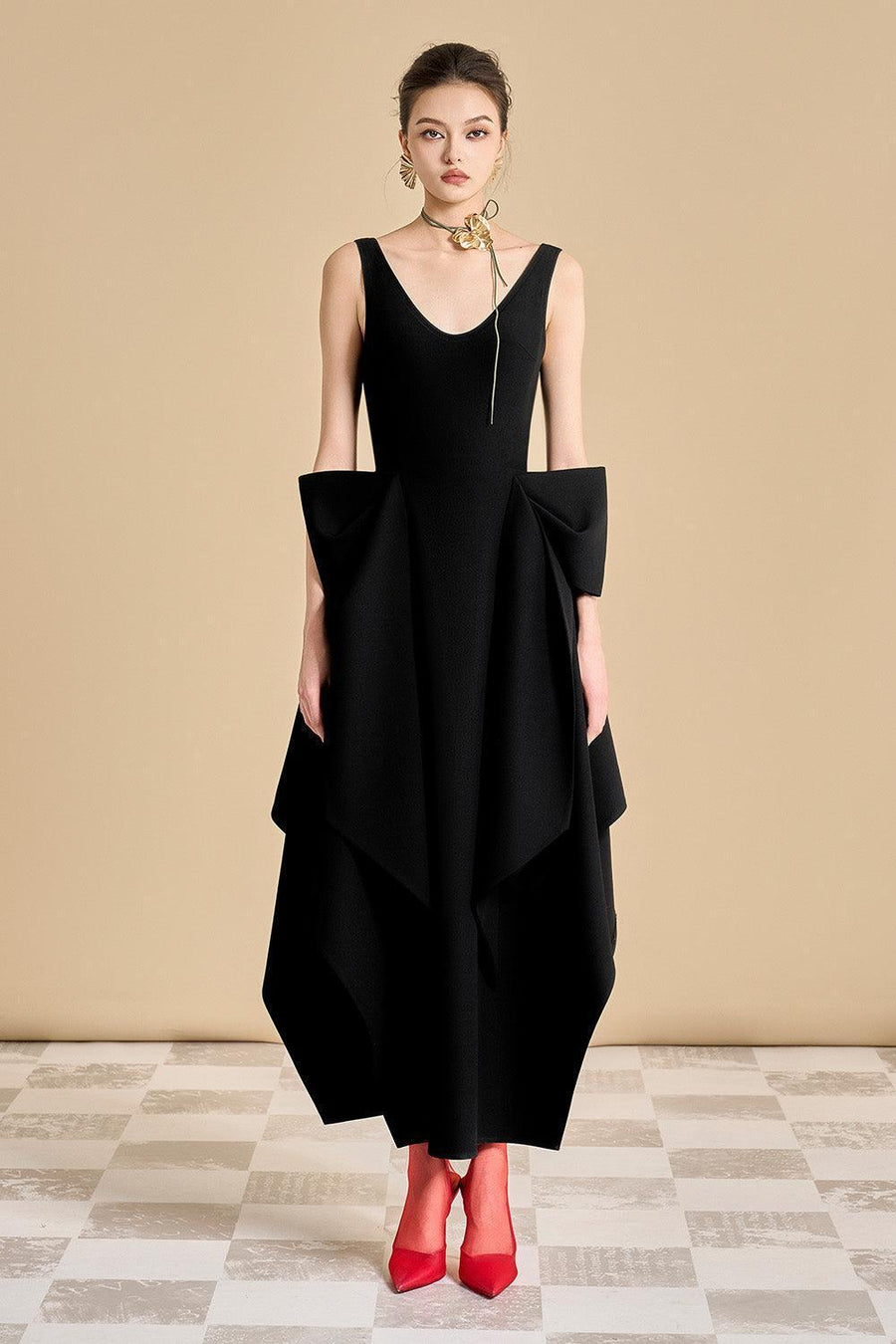 Chandler Asymmetric V-Neck Polyester Ankle Length Dress Maxi Dress Maison des Copains