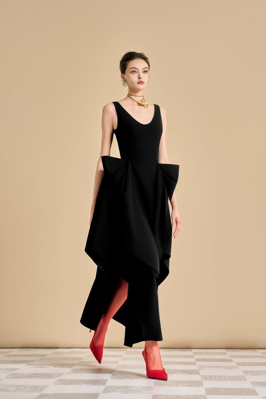 Chandler Asymmetric V-Neck Polyester Ankle Length Dress Maxi Dress Maison des Copains