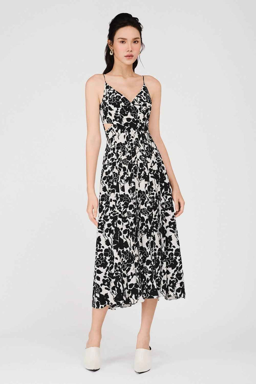 Chandler Empire Pleated Polyester Midi Dress