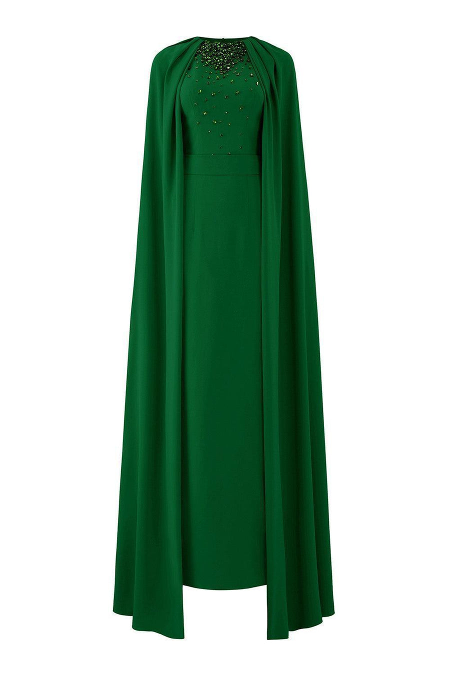 Chanel Sheath Cape Shoulder Silk Floor Length Dress Green Gown Dress I.H.F Atelier