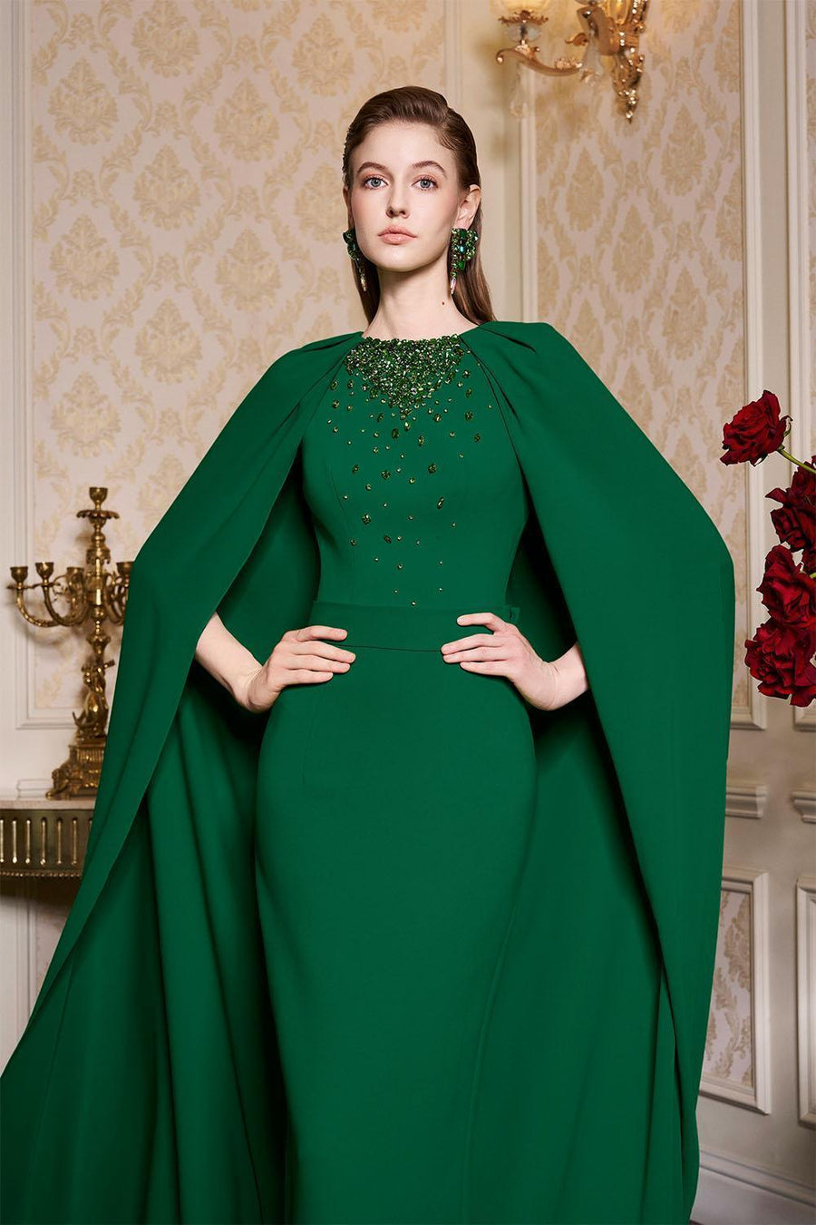 Chanel Sheath Cape Shoulder Silk Floor Length Dress Gown Dress I.H.F Atelier