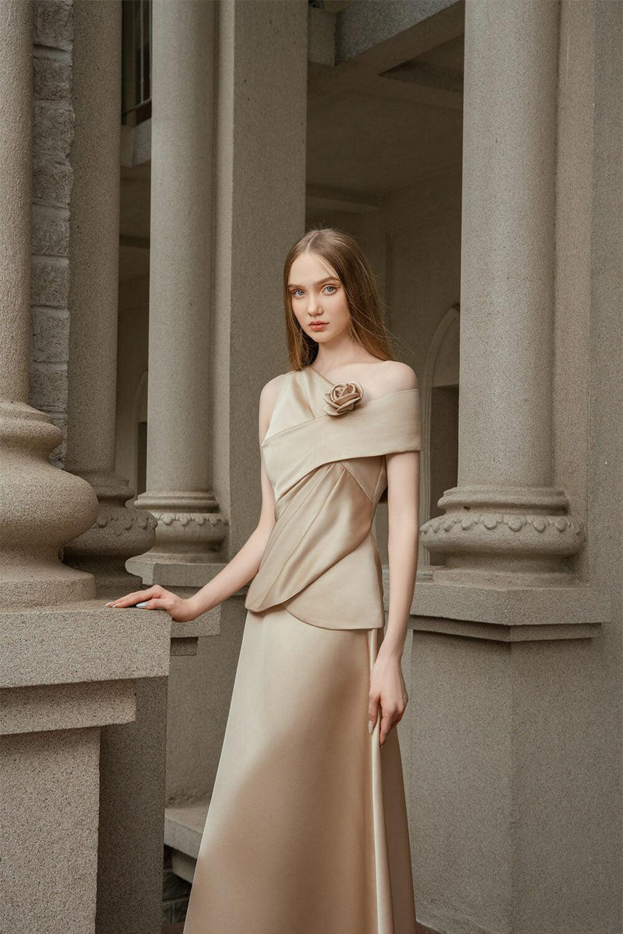 Chanmi Hourglass Draped Nacre Taffeta Top Sleeveless Top Darling Diva