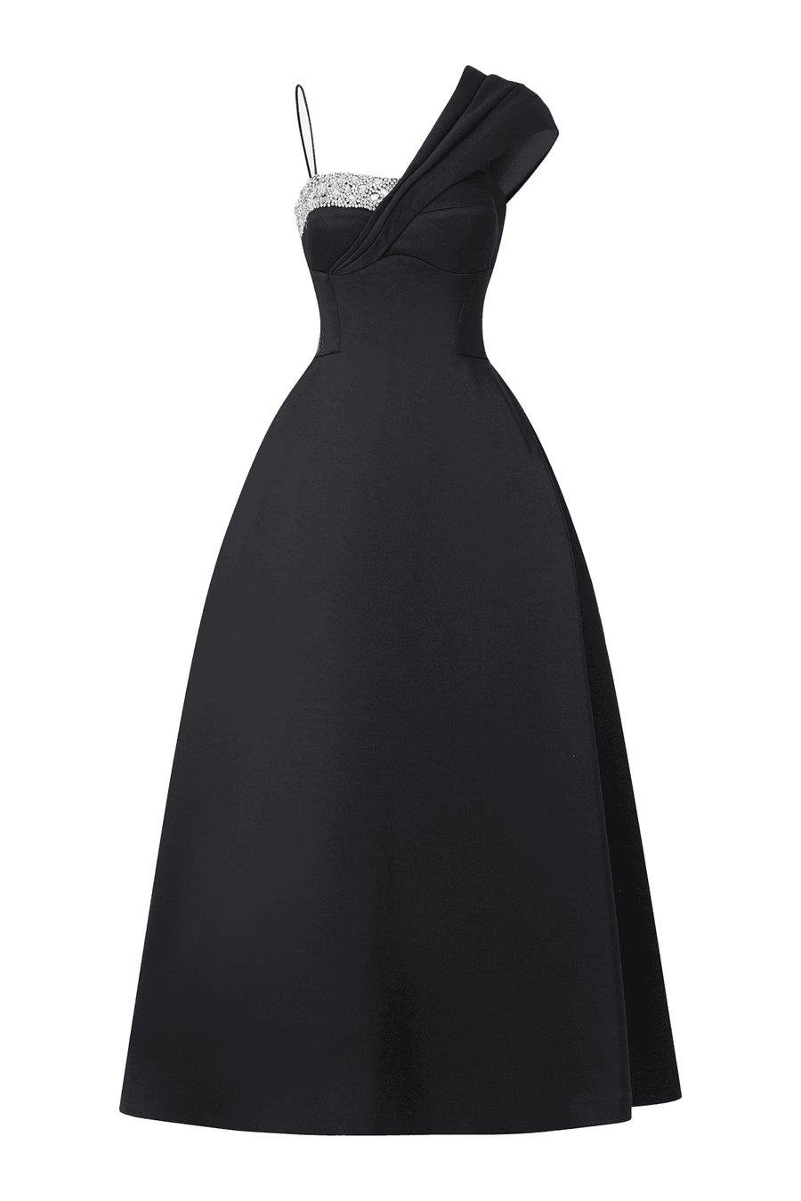 Charlotte A-line Asymmetric Taffeta Midi Dress Midi Dress TRACY STUDIO