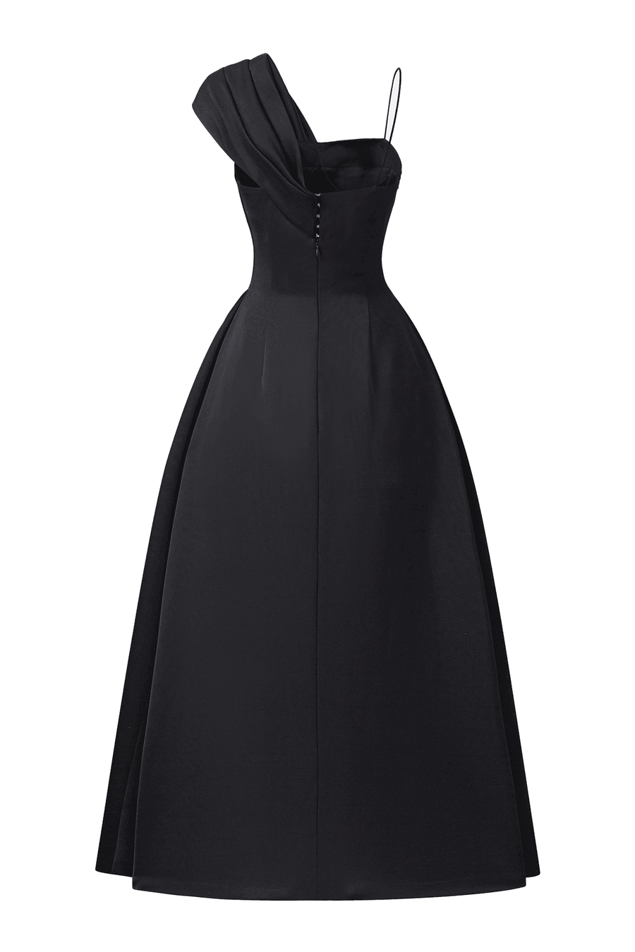Charlotte A-line Asymmetric Taffeta Midi Dress Midi Dress TRACY STUDIO