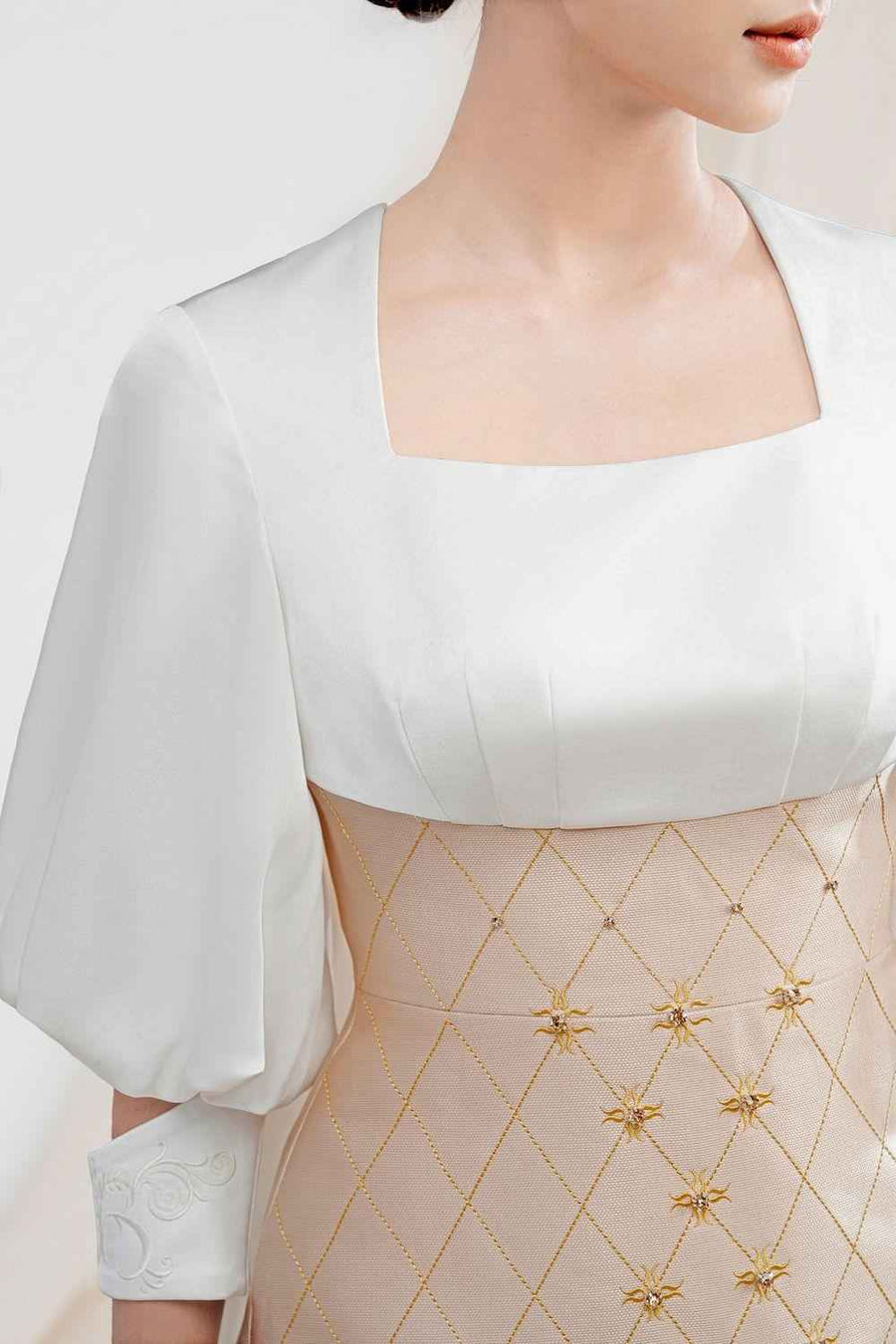 Charlotte A-line Square Neck Taffeta Mini Dress