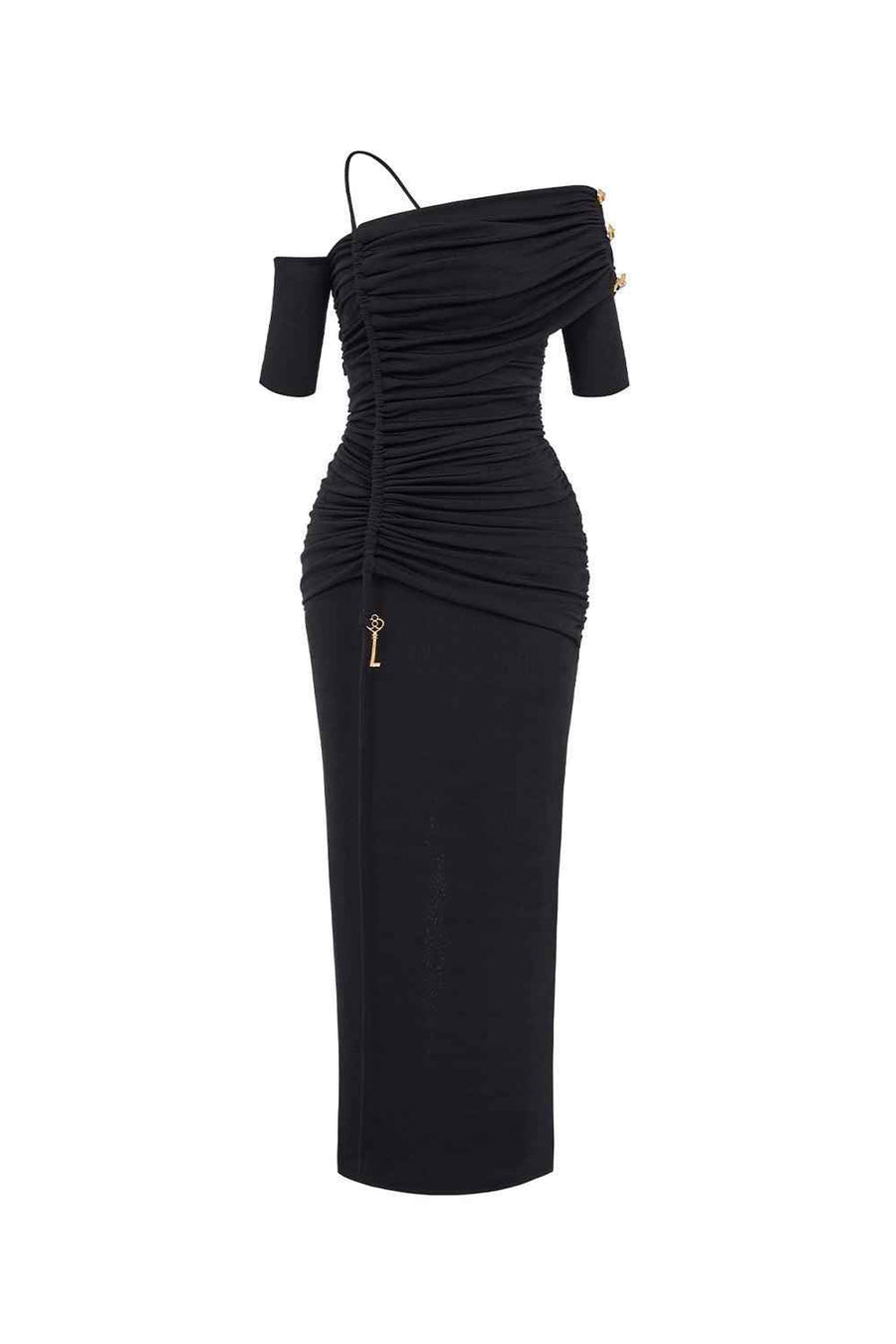 Charlotte Bodycon Gathered Spandex Ankle Length Dress Maxi Dress LaLING