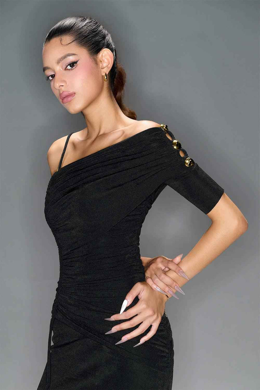 Charlotte Bodycon Gathered Spandex Ankle Length Dress Maxi Dress LaLING