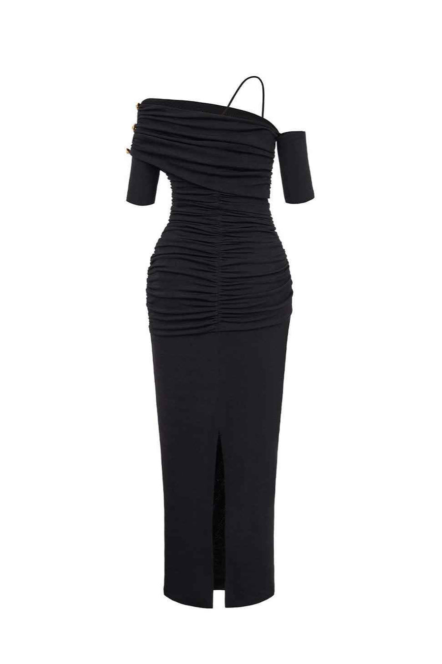 Charlotte Bodycon Gathered Spandex Ankle Length Dress Maxi Dress LaLING