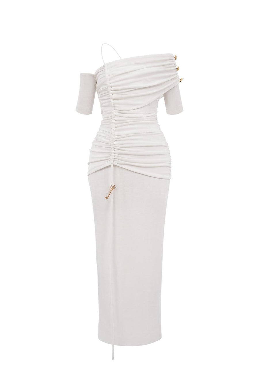 Charlotte Bodycon Gathered Spandex Ankle Length Dress Maxi Dress LaLING