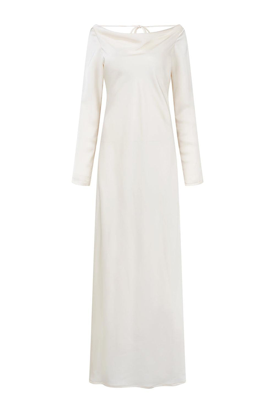 Charm Sheath Cowl Neck Poly Silk Floor Length Dress 1