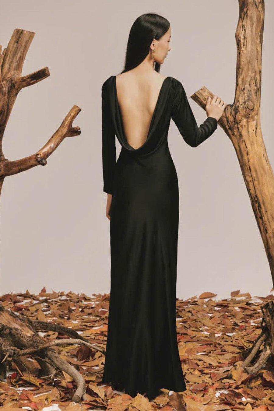 Charm Sheath Cowl Neck Poly Silk Floor Length Dress 8