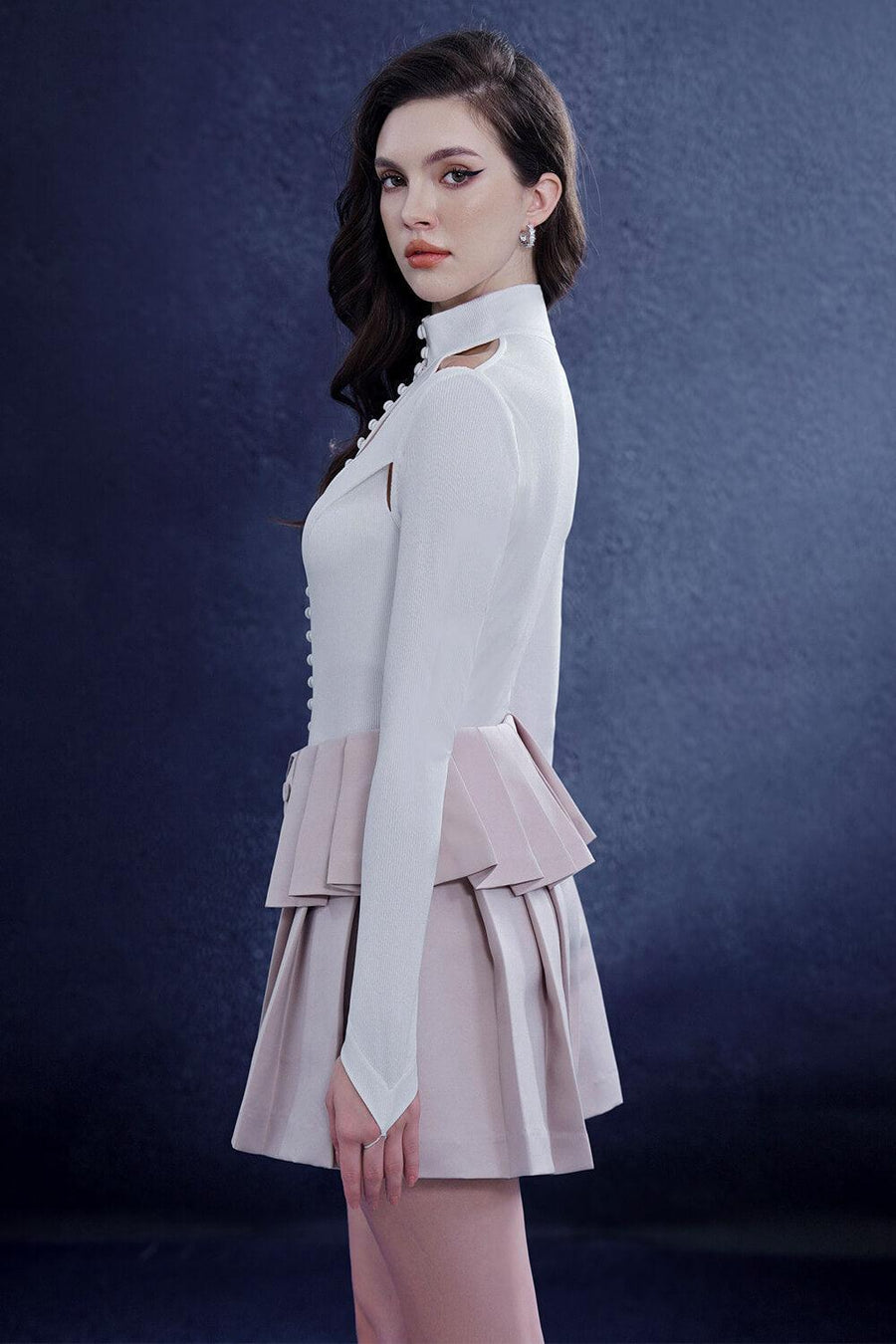 Charmara A-line Long Sleeved Taffeta Mini Set 3
