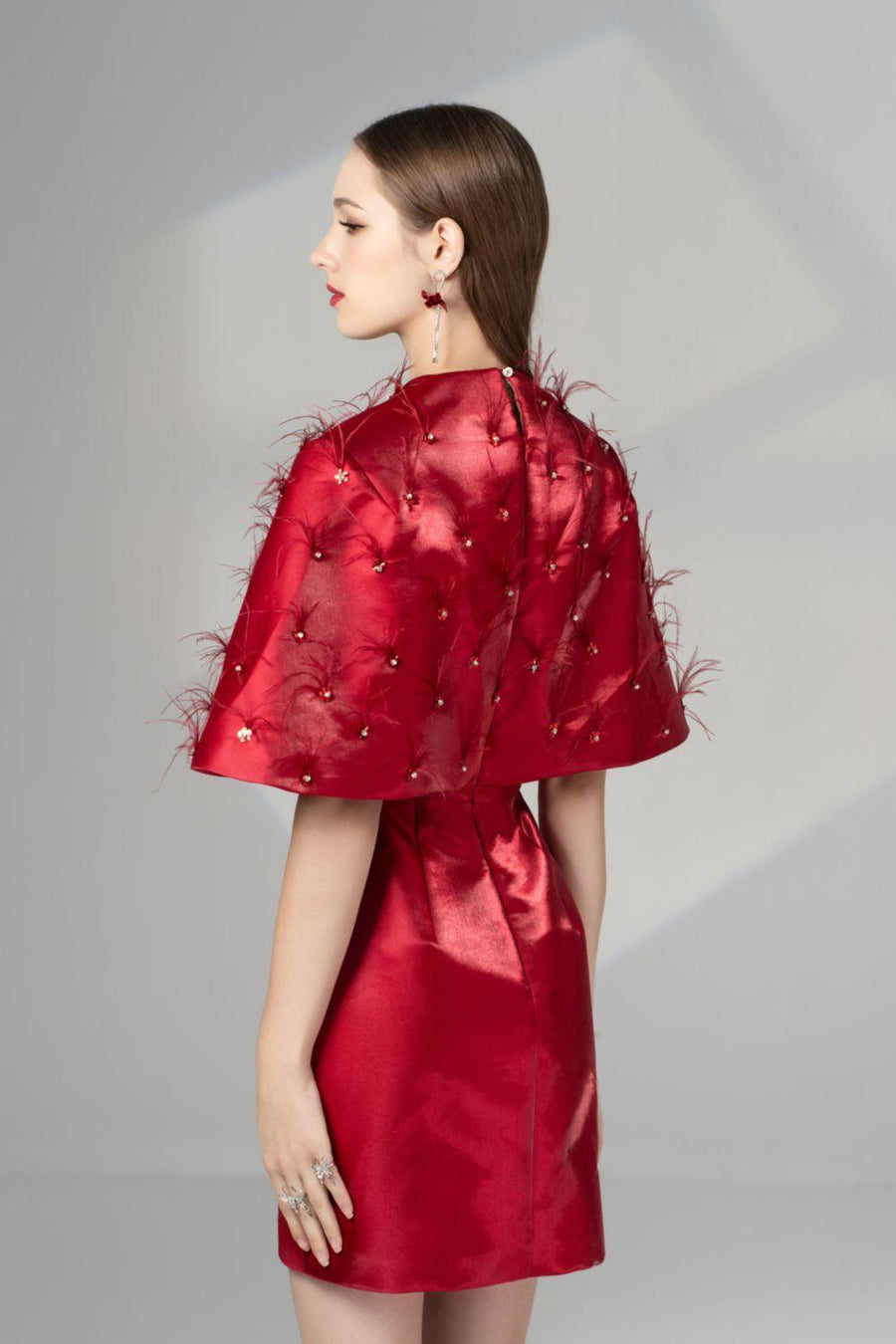 Cherie A-line V-Neck Taffeta Mini Dress 4