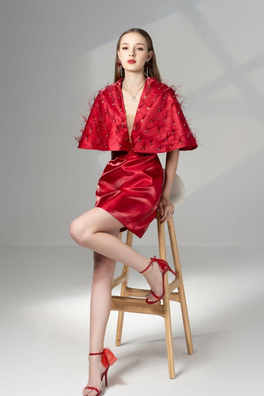 Cherie A-line V-Neck Taffeta Mini Dress 5