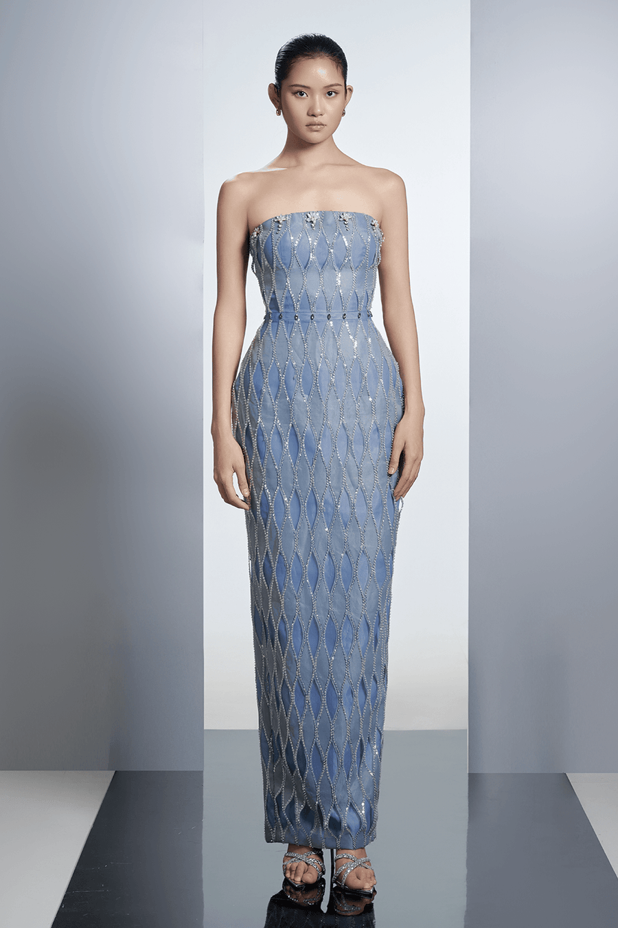 Zaniyah Pegged Straight Across Neck Polyester Maxi Dress 5
