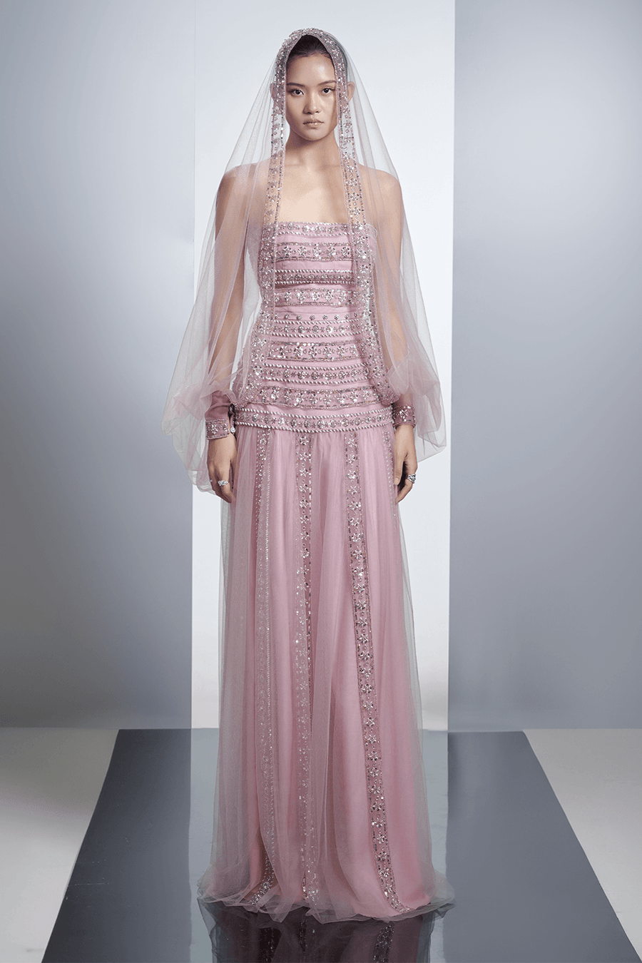 Zaria A-line Stone Polyester Floor Length Set 5