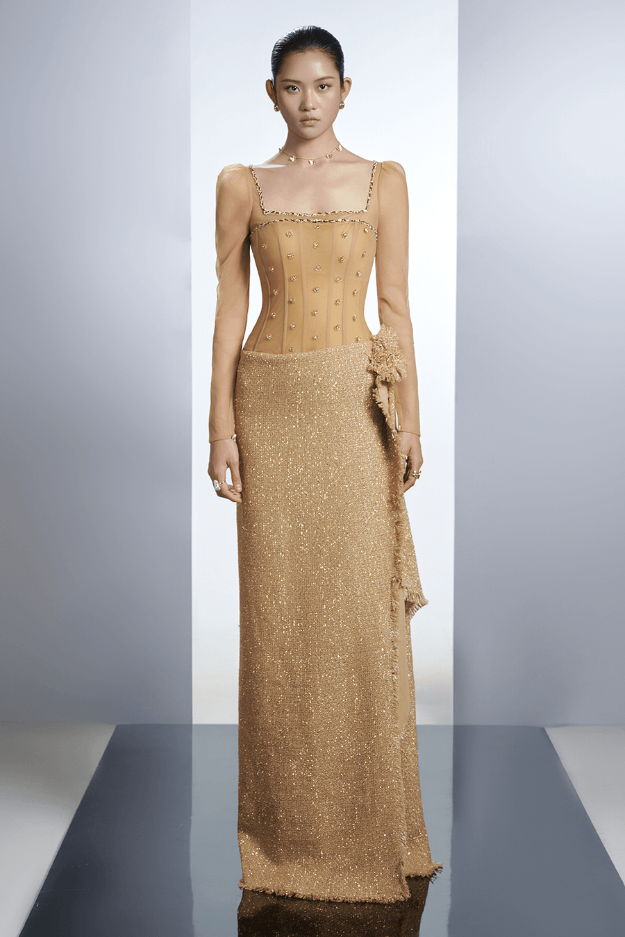 Lyanna Sheath Square Neck Polyester Floor Length Dress 6