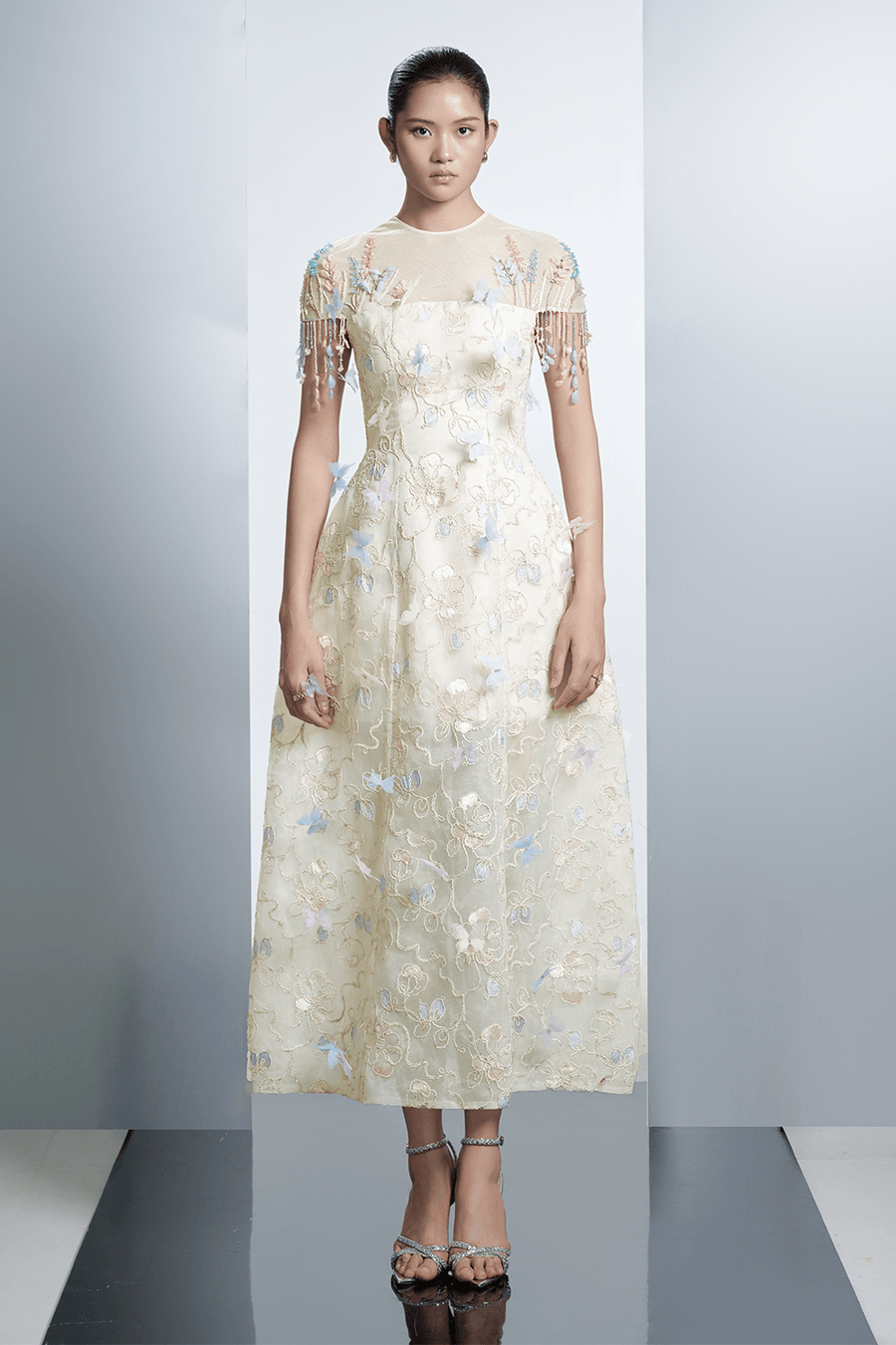 Vivienne A-line Floral Polyester Midi Dress 6