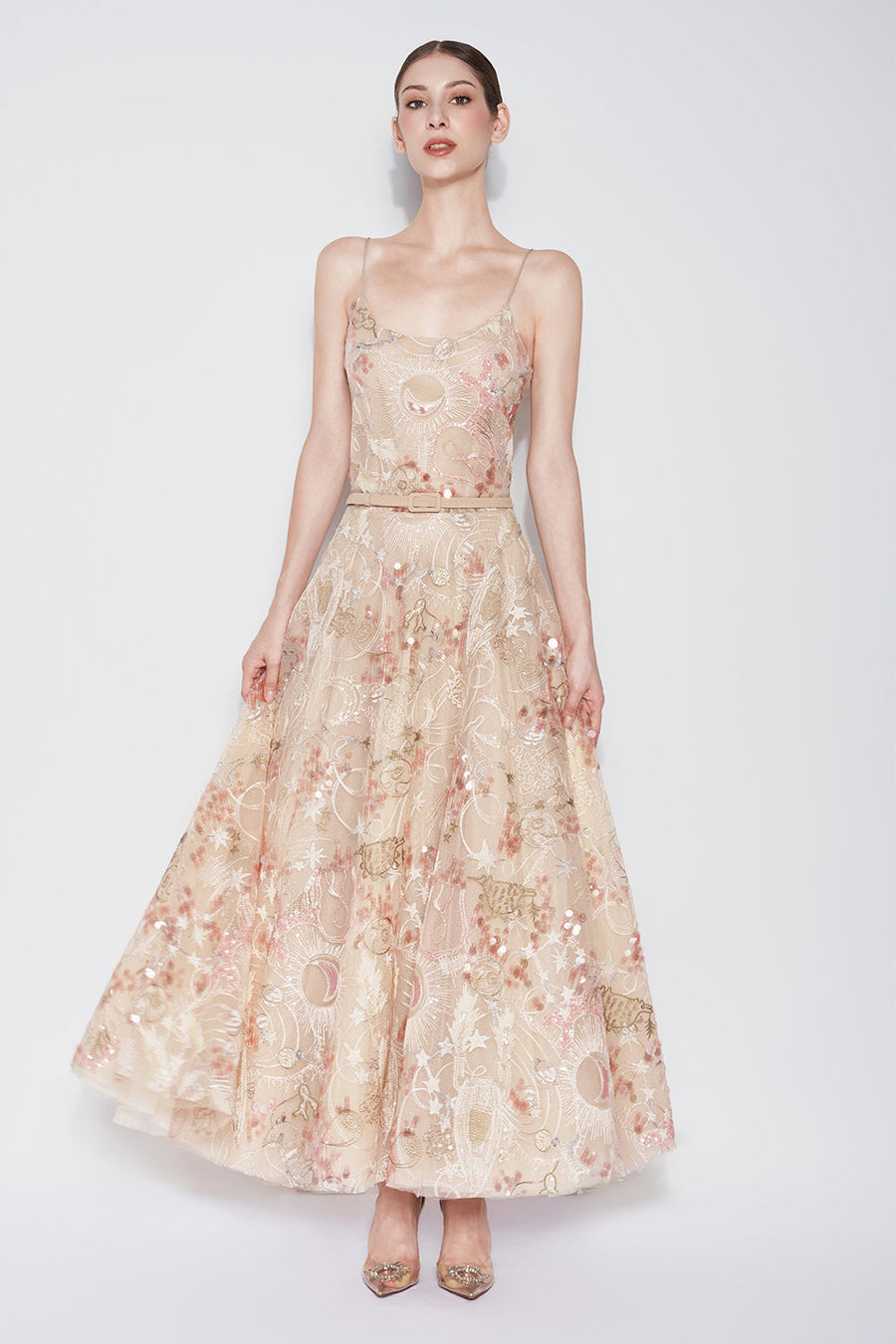 Tidal Whisper A-line Spaghetti Strap Embroidered Lace Maxi Dress Maxi Dress CHYMEOCHY
