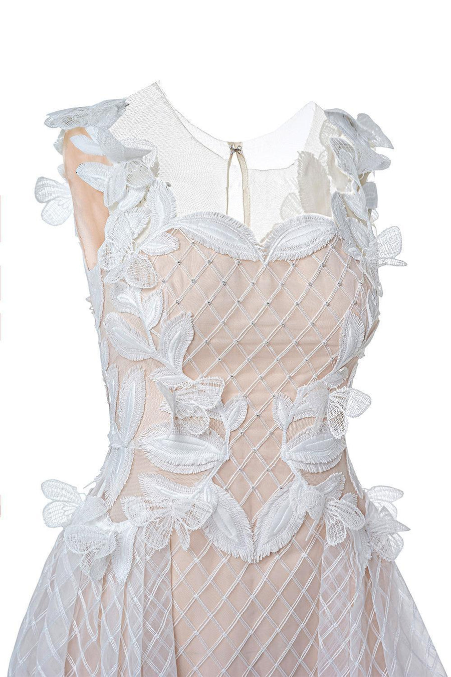 Chloe Fit and Flare Flower Applique Lace Midi Dress Midi Dress Rosee de Matin