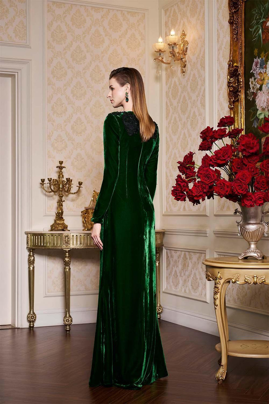 Chloe Mermaid Long Sleeved Velvet Floor Length Dress Gown Dress I.H.F Atelier