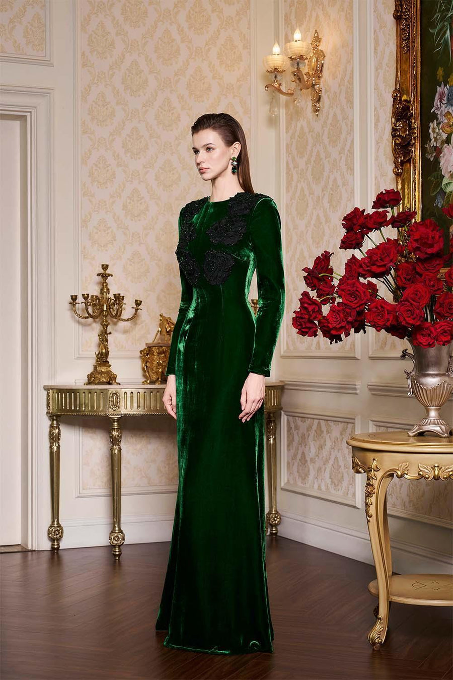 Chloe Mermaid Long Sleeved Velvet Floor Length Dress Gown Dress I.H.F Atelier
