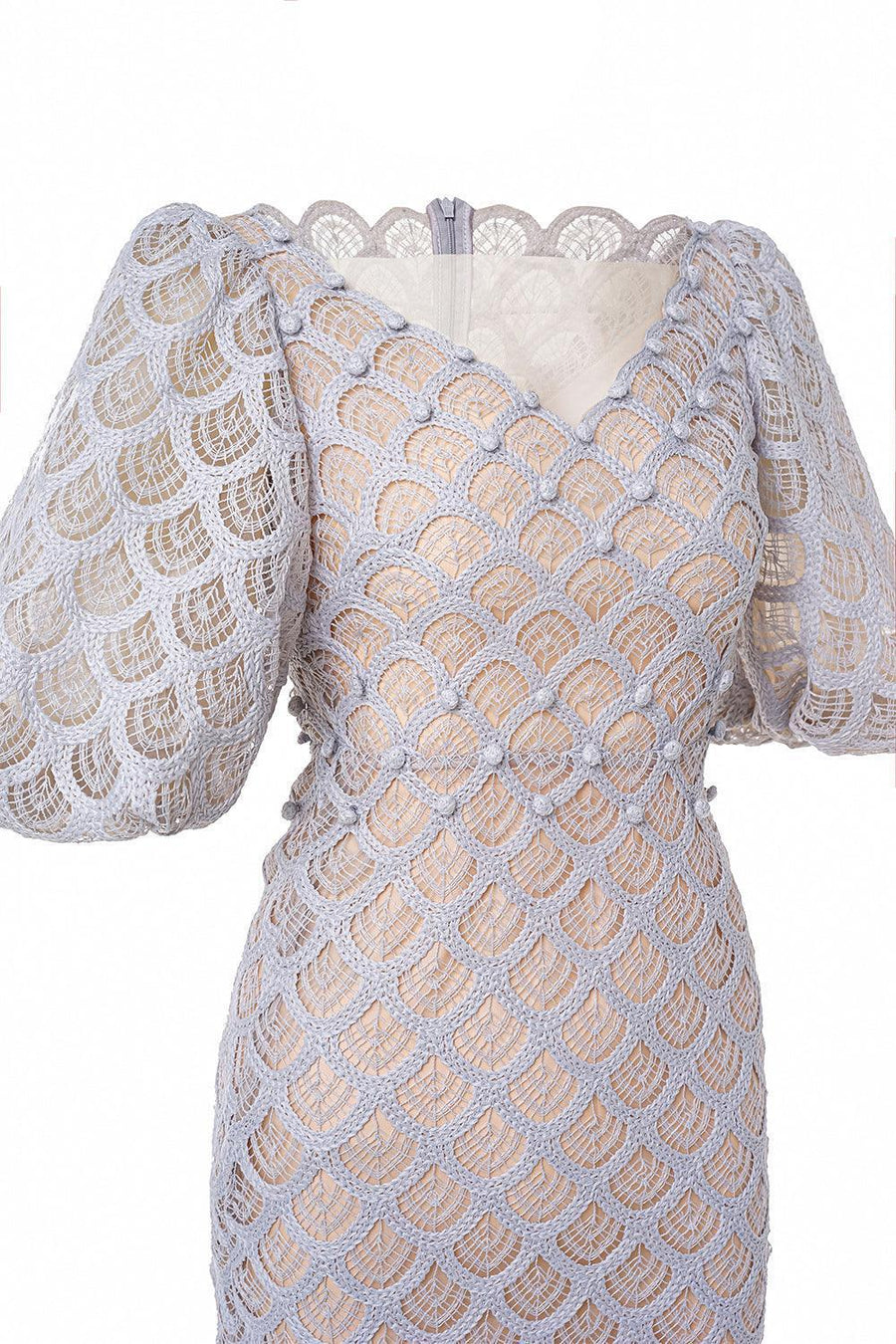 Ciara Trumpet Bishop Sleeved Lace Midi Dress Midi Dress Rosee de Matin