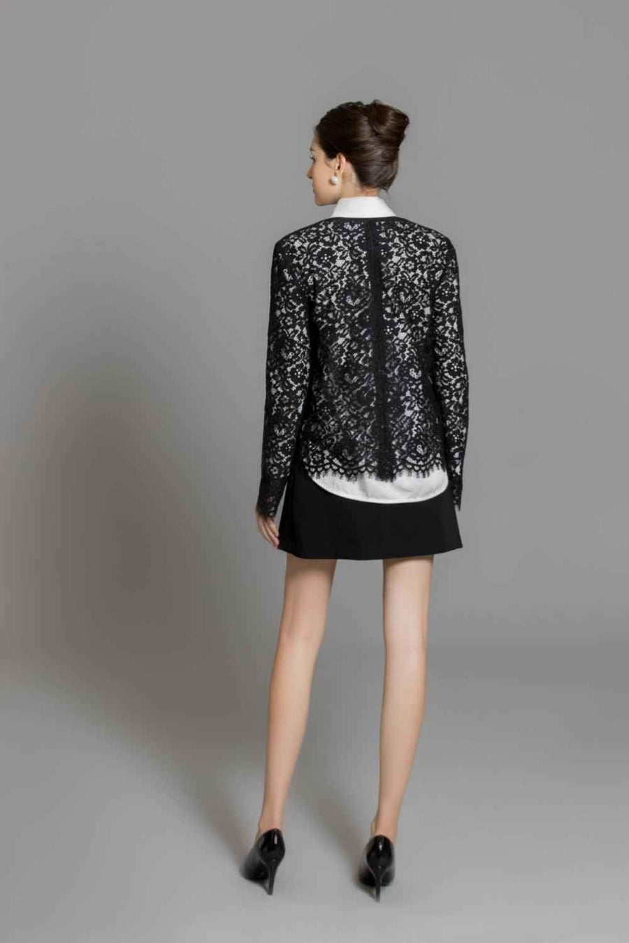 Cielo A-line Layered Wool Mini Skirt