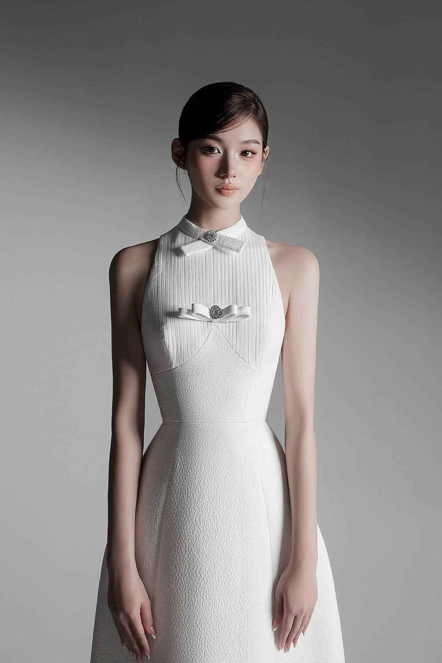Cilla A-line Sleeveless Jacquard Midi Dress