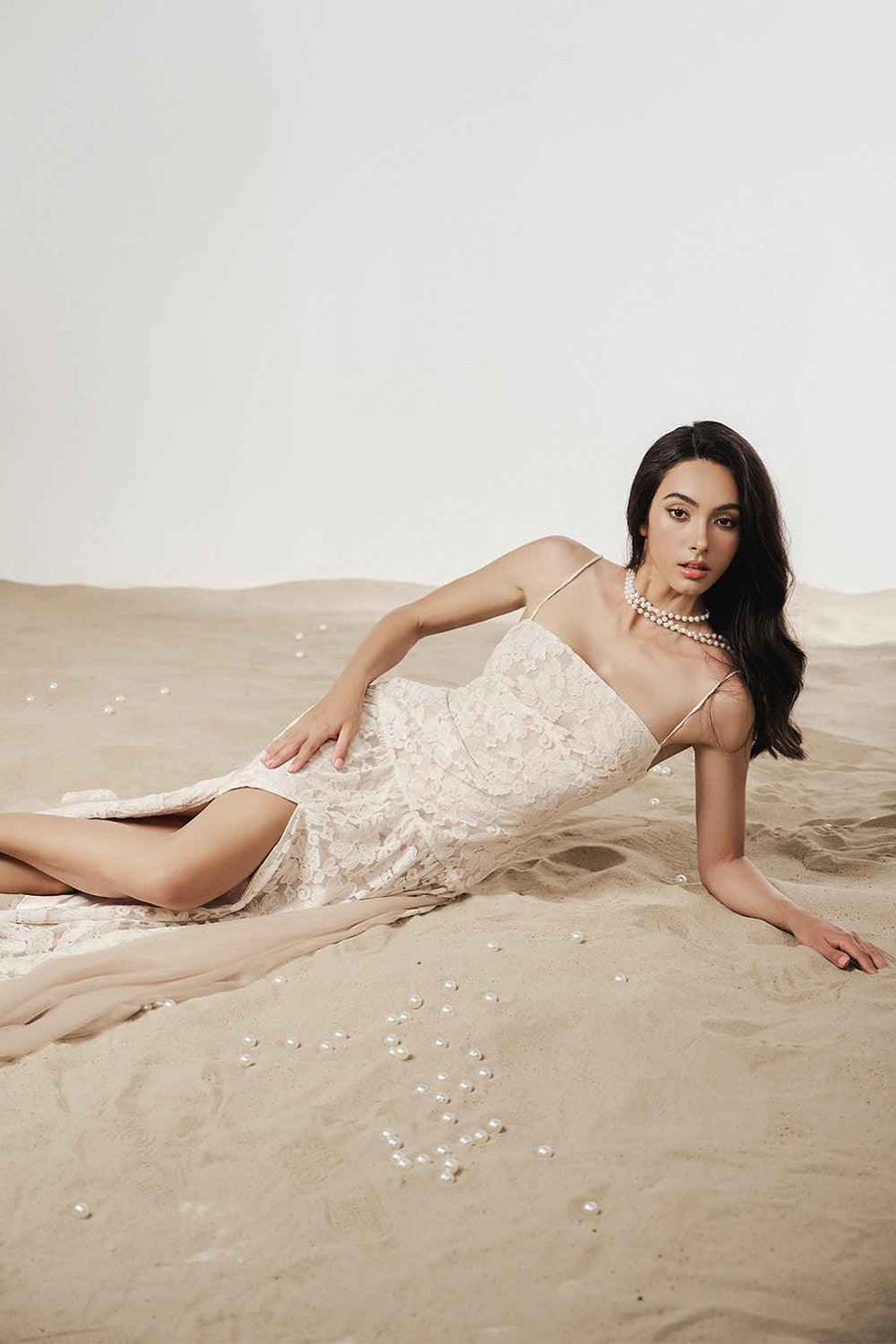 Cinderella Drop Waist Spaghetti Strap Mesh Lace Maxi Dress Maxi Dress FAIR LADY