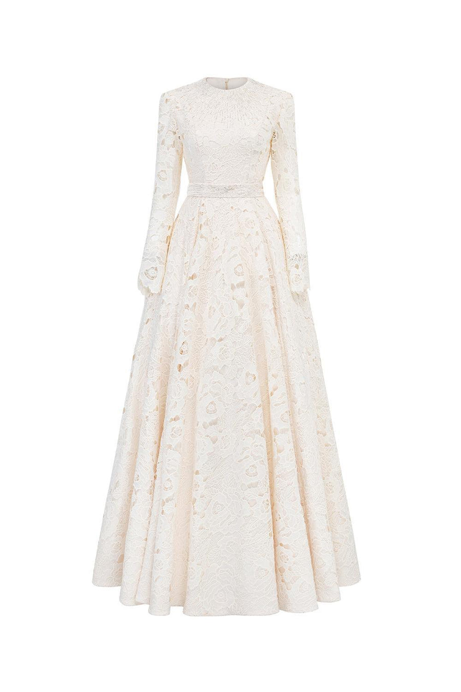 Cisneros Ball Gown Round Neck Silk Lace Floor Length Dress Gown Dress I.H.F Atelier