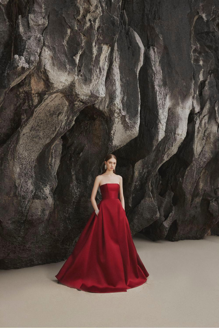 Clara Ball Gown Straight Across Neck Taffeta Maxi Dress 4