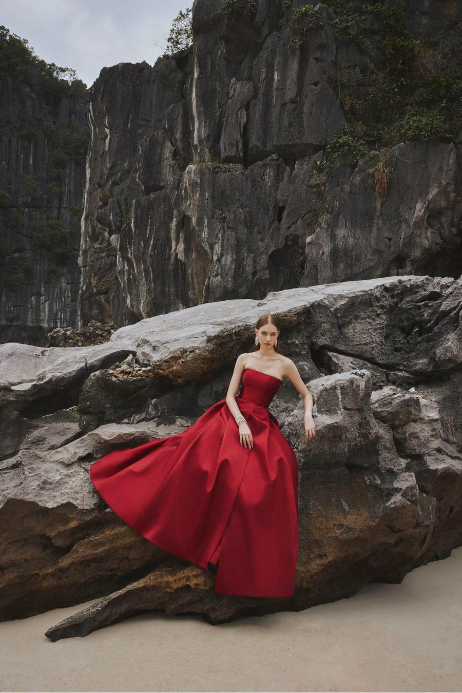 Clara Ball Gown Straight Across Neck Taffeta Maxi Dress 6
