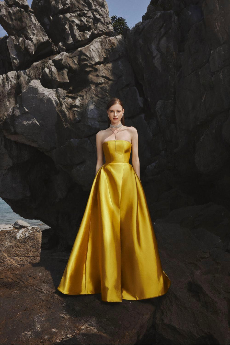 Clara Ball Gown Straight Across Neck Taffeta Maxi Dress 13