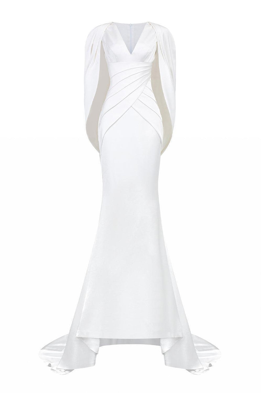 Clarissa Mermaid Cape Sleeved Silk High-low Dress Gown Dress I.H.F Atelier