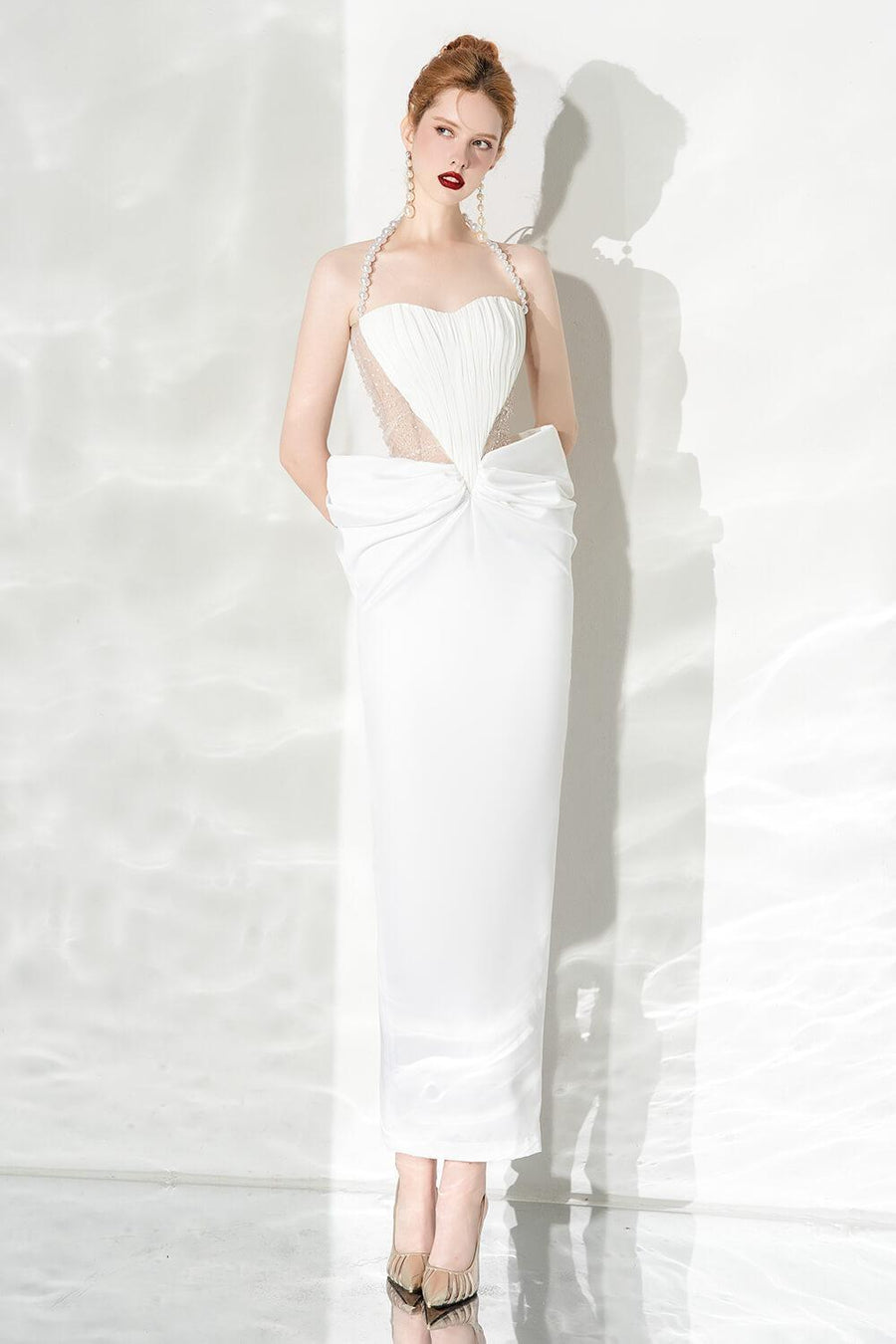 Clarity Halter Sleeveless Cotton Spandex Ankle Length Dress Maxi Dress Calista de Minh Thanh