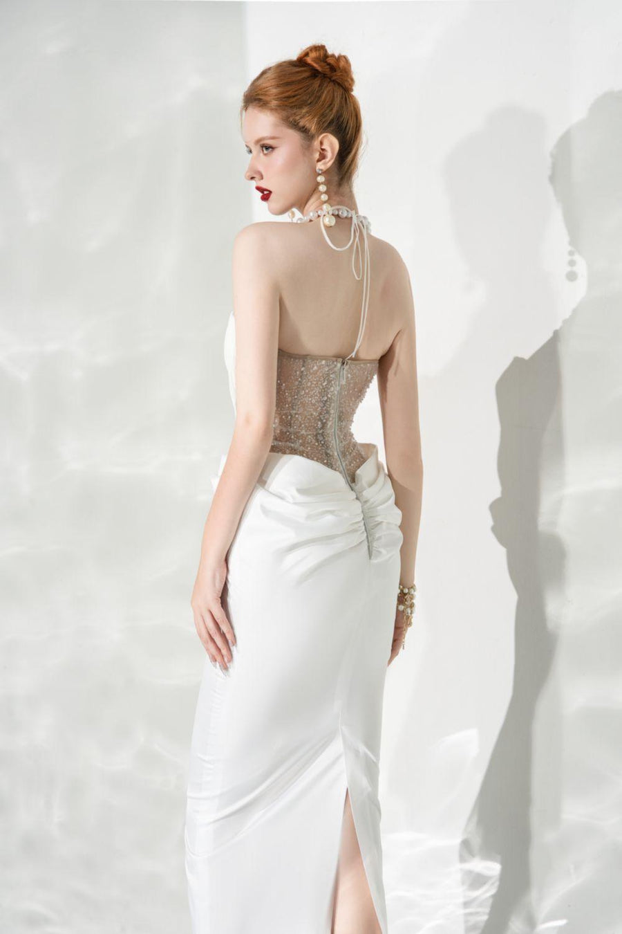 Clarity Halter Sleeveless Cotton Spandex Ankle Length Dress Maxi Dress Calista de Minh Thanh