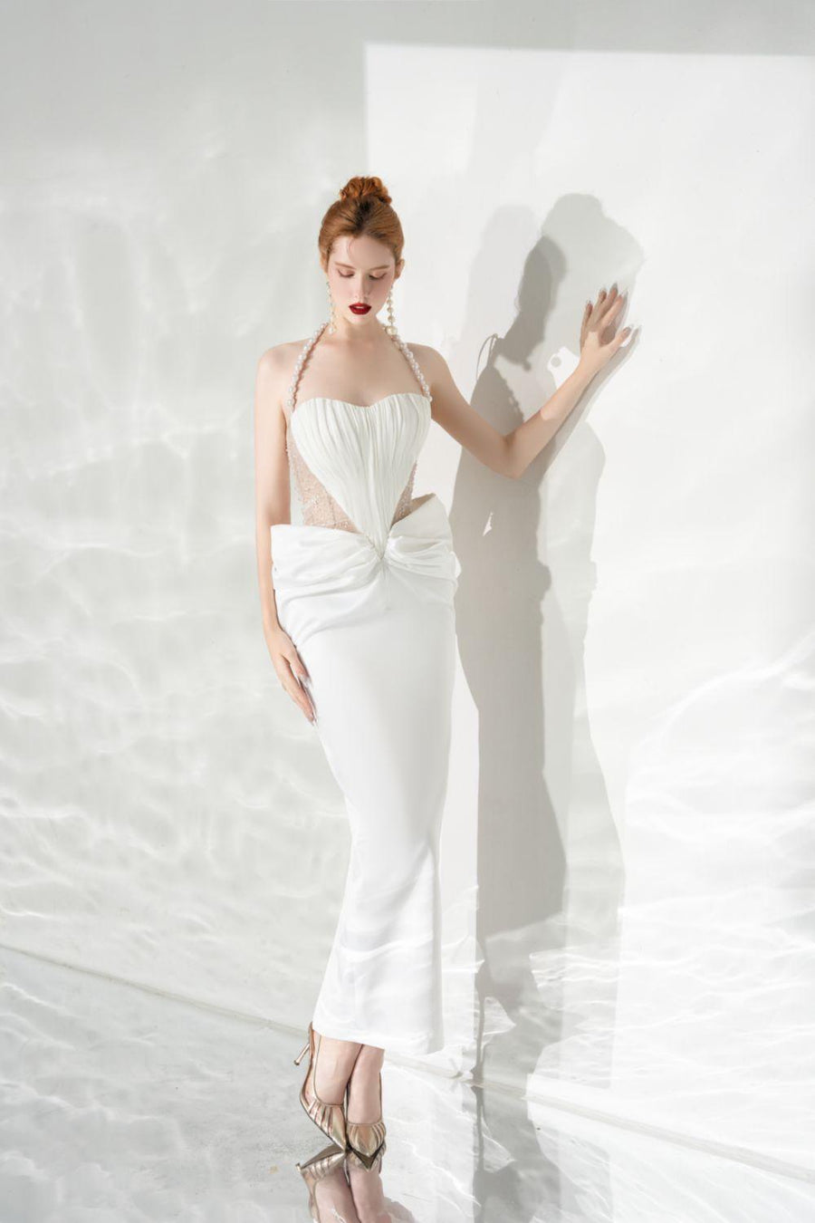 Clarity Halter Sleeveless Cotton Spandex Ankle Length Dress Maxi Dress Calista de Minh Thanh