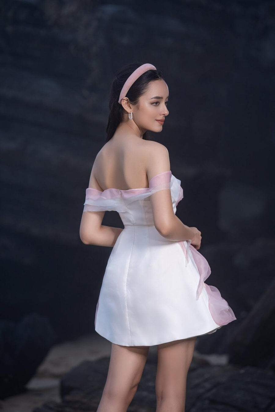 Claudia Fit and Flare Off-Shoulder Organza Mini Dress 4