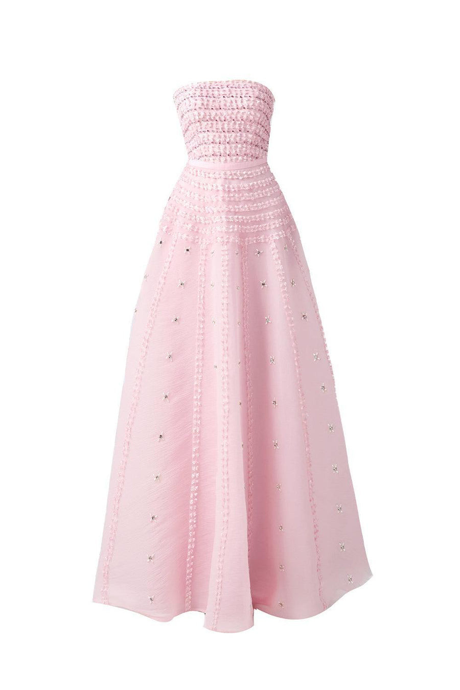 Cline Strapless Stone Organza Floor Length Dress 18