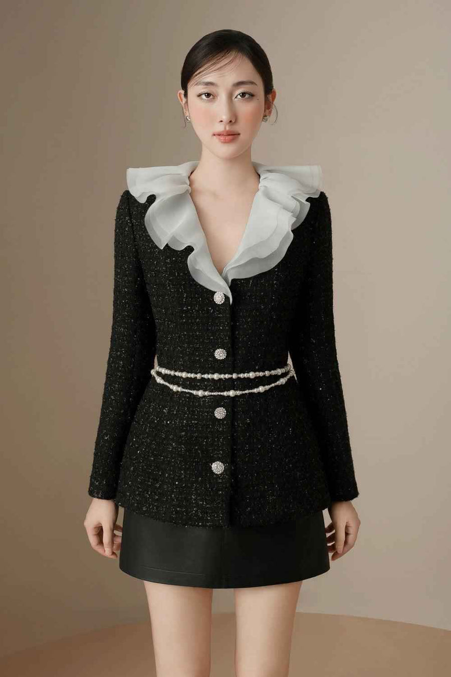 Colette A-line Back Zipper Leather Mini Skirt