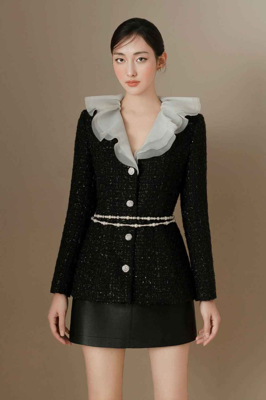 Colette A-line Back Zipper Leather Mini Skirt