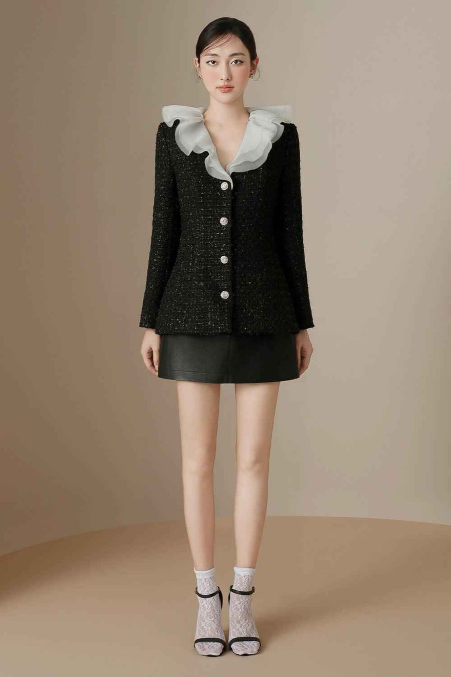 Colette A-line Back Zipper Leather Mini Skirt