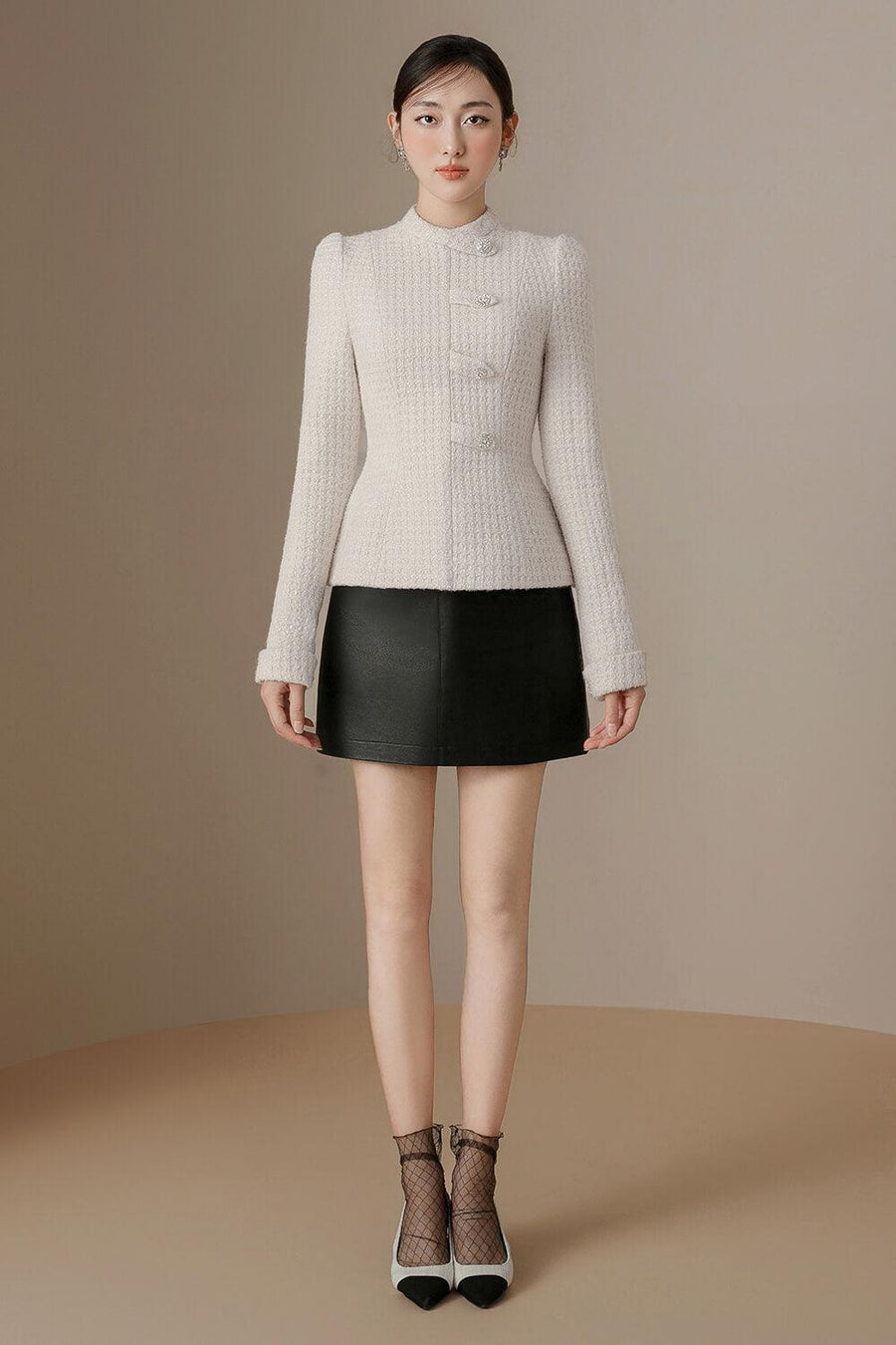 Colette A-line Back Zipper Leather Mini Skirt 6