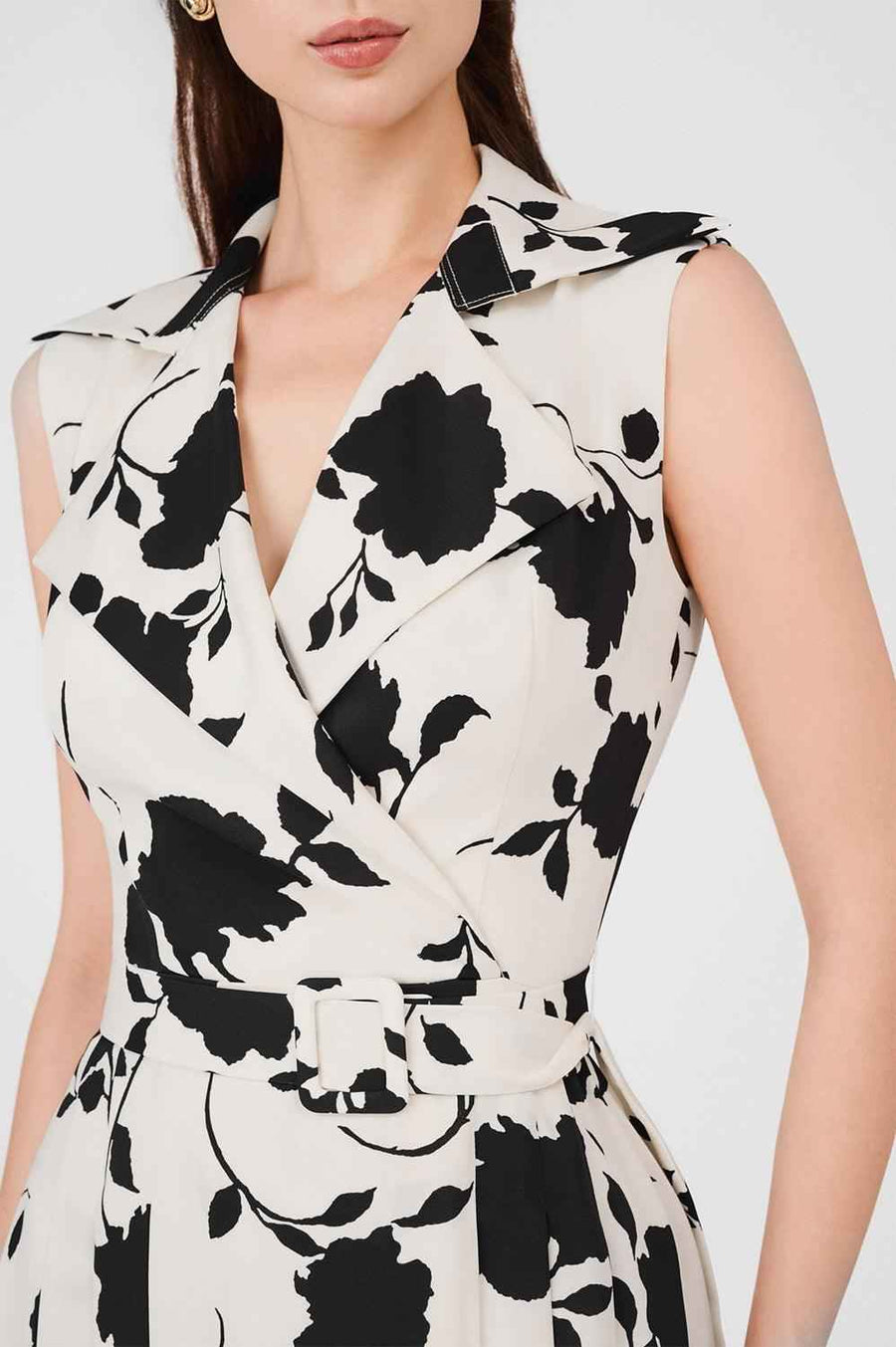 Colette Pleated V-Neck Silk Calf Length Dress