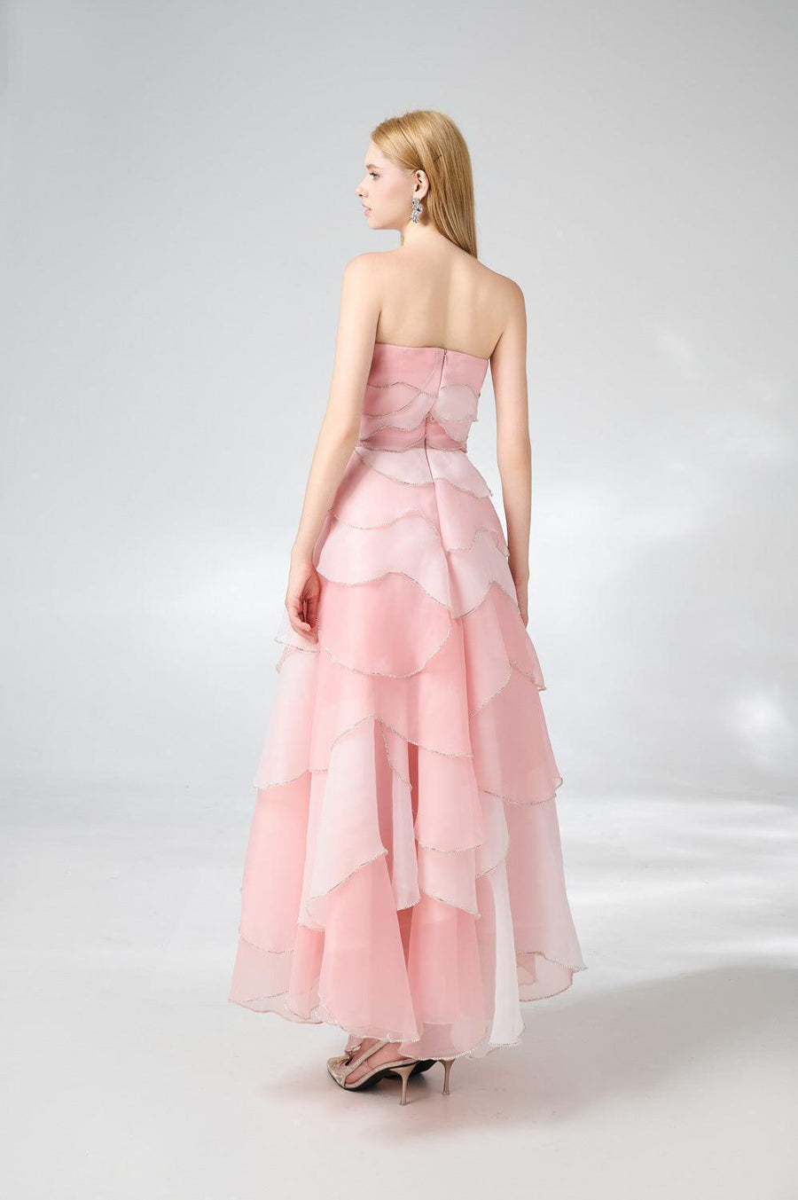 Copeland Layered Cap Sleeved Organza Ankle Length Dress 3